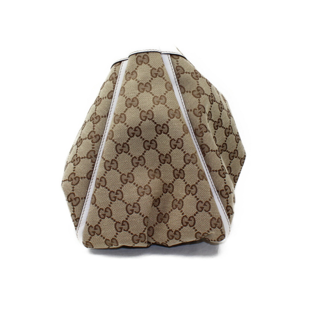 Gucci Hobo Ebony Bag Beige Canvas White GG Ring Abbey